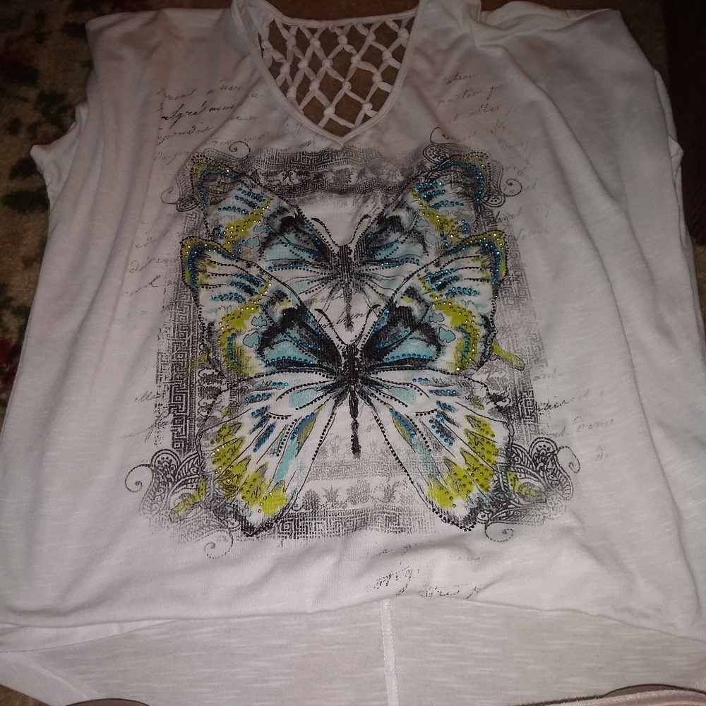White butterfly shirt